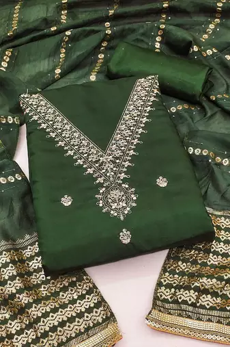 ethnic motifs embroidered sequinned unstitched dress material