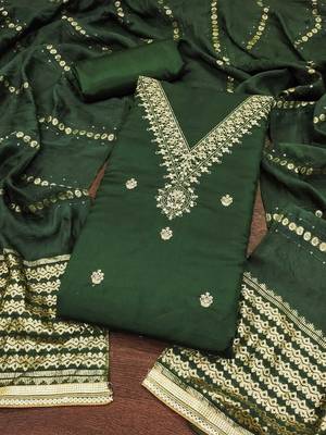 ethnic motifs embroidered sequinned unstitched dress material 3