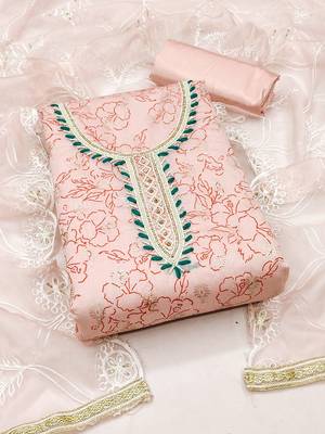 floral printed beads and stones unstitched dress material 5