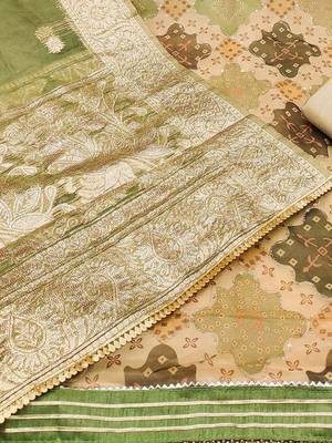 floral printed beads & stones dress material 3