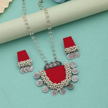 Vibrant passion red color handcraft necklace set specially tailored for festive celebrations 1