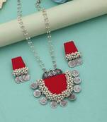 Vibrant passion red color handcraft necklace set specially tailored for festive celebrations