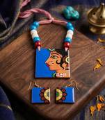 Artistic handcrafted multi color wooden handcraft necklace set suitable for everyday wear