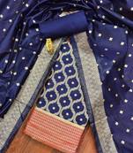 geometric woven design zari unstitched dress material