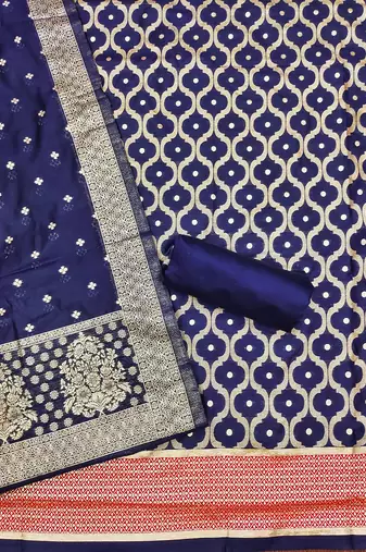 geometric woven design zari unstitched dress material