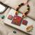 Tribal pattern multi color wooden handcraft necklace set for bohemian style looks