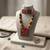 Tribal pattern multi color wooden handcraft necklace set for bohemian style looks