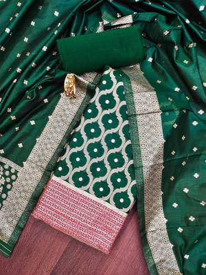 geometric woven design zari unstitched dress material 1