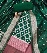 geometric woven design zari unstitched dress material