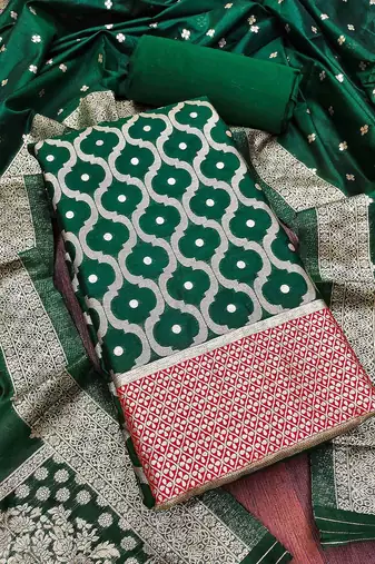 geometric woven design zari unstitched dress material