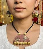 Artisanal unique multi color fabric handcraft necklace set designed for creative outfits