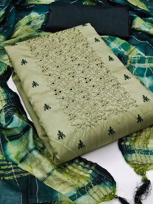 floral embroidered unstitched dress material 1