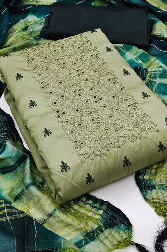 floral embroidered unstitched dress material