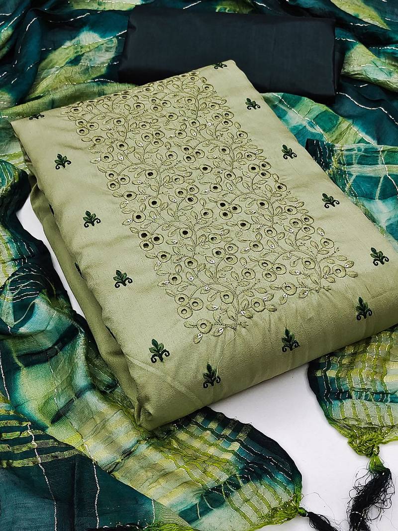 floral embroidered unstitched dress material