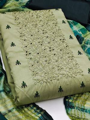 floral embroidered unstitched dress material 2