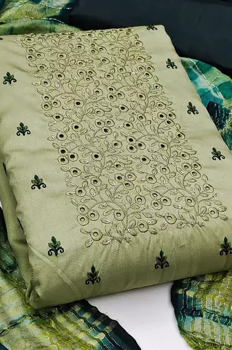 floral embroidered unstitched dress material