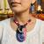 Ornate carved multi color wooden handcraft necklace set ideal for festive events
