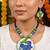 Ocean royal blue color wooden handcraft necklace set tailored for casual outfits