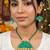 Lush natural green color fabric handcraft necklace set styled for festive outfits