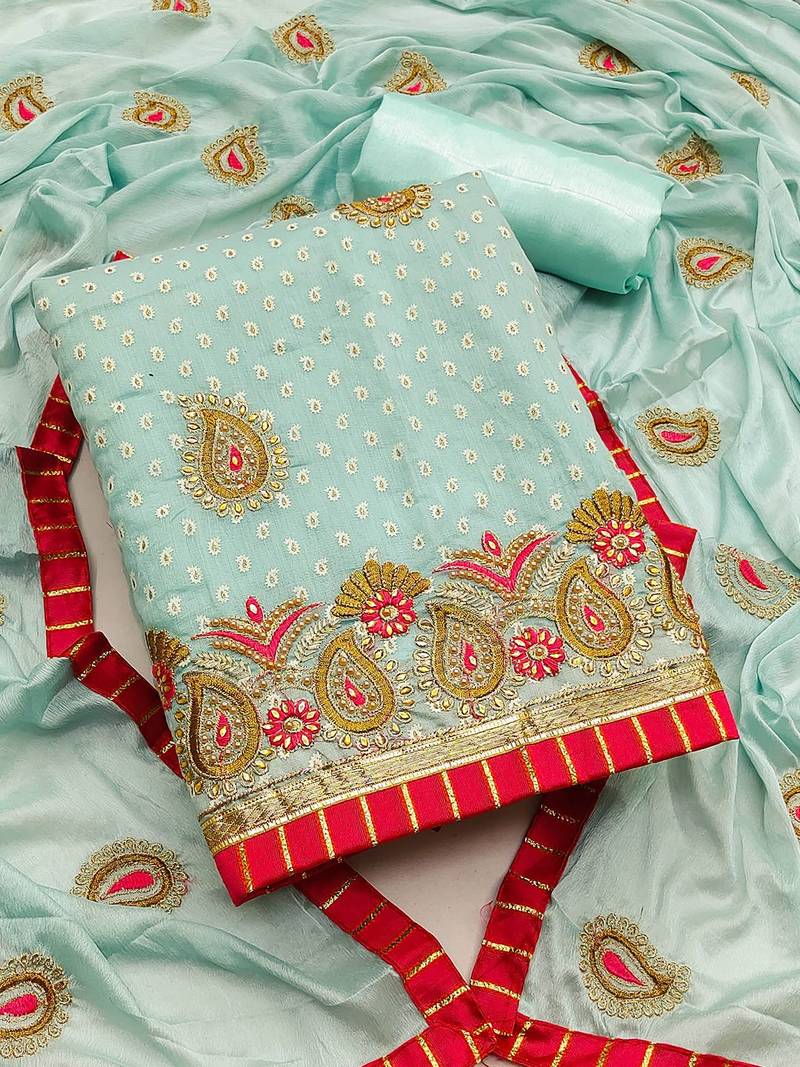 embellished unstitched dress material