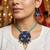 Chic sapphire blue color fabric handcraft necklace set crafted for casual styling