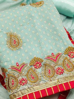 embellished unstitched dress material 2