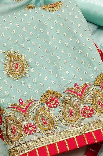 embellished unstitched dress material