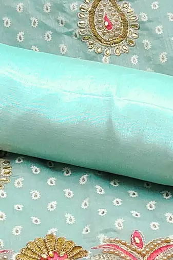 embellished unstitched dress material