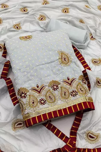 embellished unstitched dress material