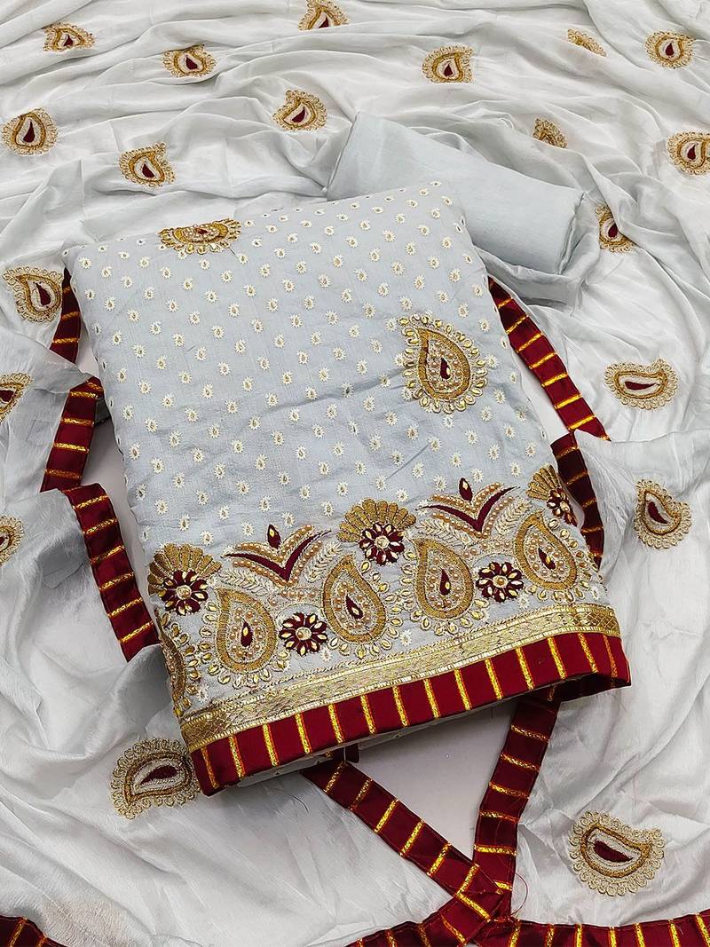 embellished unstitched dress material