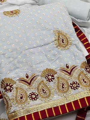 embellished unstitched dress material 2