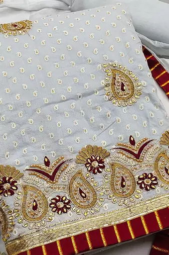 embellished unstitched dress material