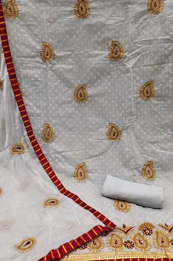 embellished unstitched dress material