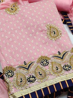 ethnic motifs embellished unstitched dress material 2
