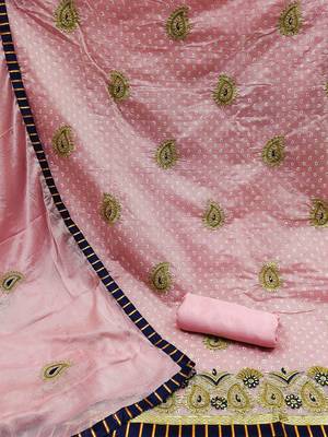 ethnic motifs embellished unstitched dress material 3