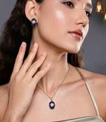 Royal blue color fashion chain pendant with earring set for casual daily wearing