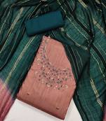 ethnic motifs embroidered mirror work detail unstitched dress material