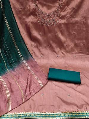 ethnic motifs embroidered mirror work detail unstitched dress material 4