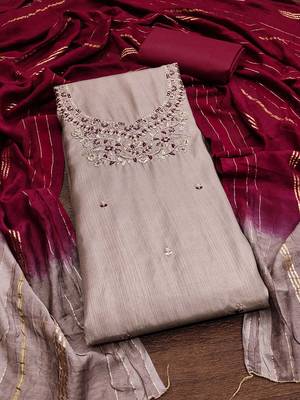 ethnic motifs embroidered sequinned unstitched dress material 2