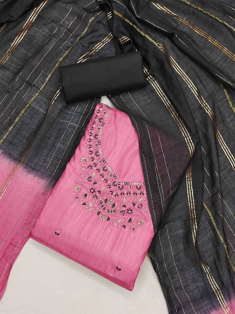 ethnic motifs embroidered mirror work detail unstitched dress material