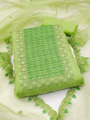 embroidered organza unstitched dress material 1