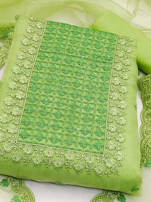 embroidered organza unstitched dress material 2