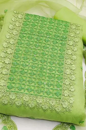 embroidered organza unstitched dress material