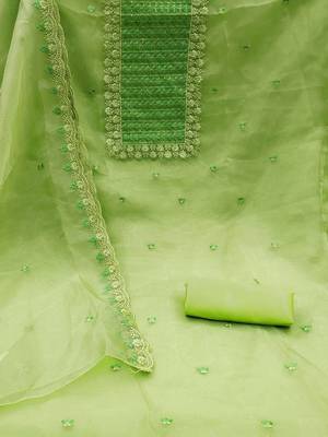 embroidered organza unstitched dress material 3