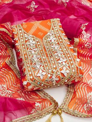 printed organza unstitched dress material 1