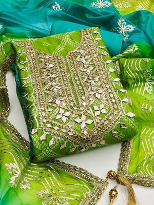 printed organza unstitched dress material 1