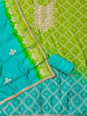 printed organza unstitched dress material 2
