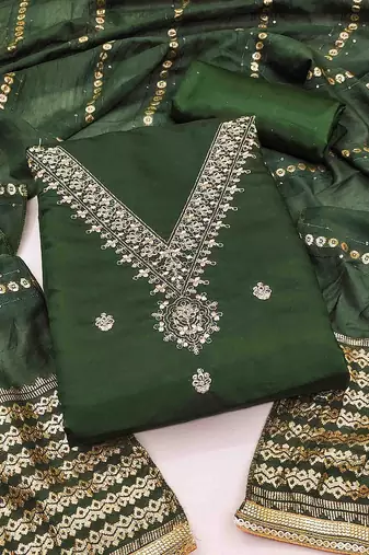 Floral Embroidered Sequinned Unstitched Dress Material
