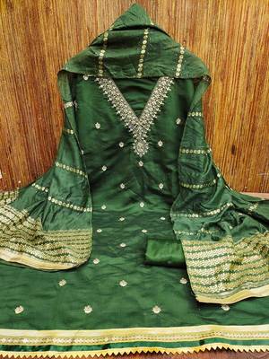 floral embroidered sequinned unstitched dress material 2