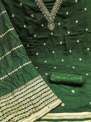 floral embroidered sequinned unstitched dress material 3